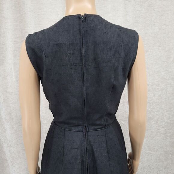 Gay Gibson Vintage 60s Black Dress A-Line Mod Style Inverted Pleated Skirt - Picture 8 of 15